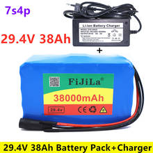 100% New 24V 38000mAh 7S4P high power 38AH 18650 Lithium Battery pack with BMS 29.4V Electric bicycle electric car + 2A Charger 2024 - buy cheap