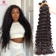 Malaika 28 30 32 Inches Deep Wave Bundles 100% Human Virgin Hair Extension 3 4 Bundles Brazilian Water Wave Curly Hair Bundles 2024 - buy cheap