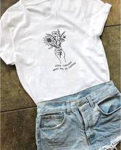 grow through what you go through T-Shirt Casual Save The Flower Hand Graphic Tee Funny Cotton Grunge Tumblr Tops quote Outfits 2024 - buy cheap