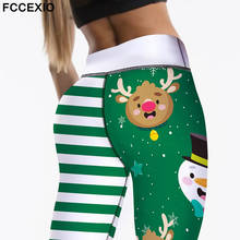 FCCEXIO-mallas elásticas de cintura alta para mujer, Leggings con estampado de muñeco de nieve, pantalones de Fitness de cervatillo Animal, de Navidad 2024 - compra barato