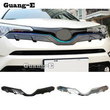 Car Detector ABS Chrome/Carbon Fiber Trim Front Bottom Grid Grill Grille Hoods 1pcs For Toyota C-HR CHR 2017 2018 2019 2020 2021 2024 - buy cheap