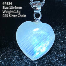 Genuine Natural Moonstone Crystal Pendant Necklace Jewelry For Women Men Heart Blue Light Beads Luck Stone Silver Chains AAAAA 2024 - buy cheap