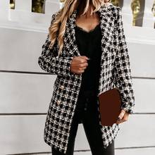 Jackets Coat Women Plaid Warm Mid-length Outer Garment For Winter Chic Business Office Coats Tops Female Vintage Slim Outerwear 2024 - buy cheap