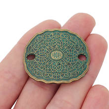 Berloque pingente disco oval metal 5 x verde verificado para fazer joias 39x34mm folhas para pulseira diy 2024 - compre barato