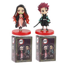 7-8 см 2 шт./компл. аниме Demon Slayer Kimetsu no Yaiba фигурка Kamado Tanjirou Nezuko ПВХ фигурка модель игрушки рождественские подарки 2024 - купить недорого