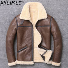 AYUNSUE Men's Genuine Leather Winter Jacket Men Real Fur Coat Sheepskin Shearling Jacket Warm Motorcycle Vintage Coats X-L1962 2024 - buy cheap