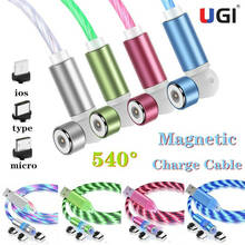 Ugi 3in1 cabo magnético fluindo luz led luminoso tipo de telefone móvel c usb micro cabo usb para iphone macbook samsung huawei 2024 - compre barato