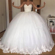 Vestido de novia africano árabe, prenda sencilla con cuentas de corazón, talla grande, apliques de tul, vestido de novia personalizado 2024 - compra barato