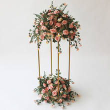 Bola de flores artificiais de seda com 38cm, arranjo de peças centrais decoração rodoviária para cenário de casamento mesa de fundo bolas de flores 2024 - compre barato