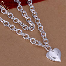 Pure 925 Silver Necklaces For Women Double Heart Pendant Necklace Link Chain Collier Femme Wedding Bridal Jewelry Accessories 2024 - buy cheap