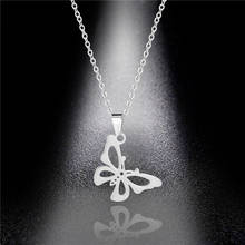 Harajuku Cool Stainless Steel Hollow Butterfly Pendant Necklace Cute Women Silver Color Butterfly Clavicle Chain Necklace Collar 2024 - buy cheap
