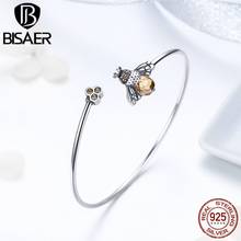 BISAER Real 925 Sterling Silver Crystal Bee Honeycomb Femme Bracelets & Bangles For Women Pulseira Silver 925 Jewelry ECB104 2024 - buy cheap