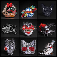 High Quality Dreamcatcher Patches Iron On Black Sky Cat Heart Love Embroidered Appliques 3D Diy Rose Wolf flower Cat Badges 2024 - buy cheap