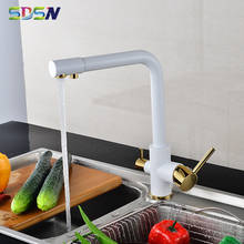 Filter Kitchen Faucet SDSN White Gold Drinking Filtered Water Kitchen Mixer Tap Dual Hand Brass Pure Filtered Kitchen Faucets 2024 - buy cheap