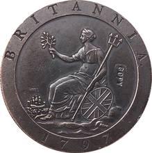 Позолоченные монеты 24 К, 1797 Великобритания, 1 пенни-Джордж III, копия 2024 - купить недорого