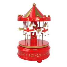 Merry-go-round music boxes Geometric Music baby room decoration Gifts Unisex Wooden Christmas Horse Carousel Box home 2024 - buy cheap