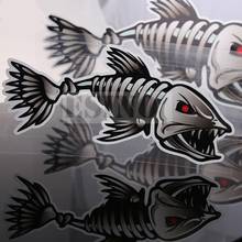 200 x New Car Styling Skull Fish Bones Window Rearview Mirror Body Reflective Stickers Decorative Vinyl Decals 2024 - buy cheap