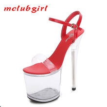 Mclubgirl 2021 mulher verão senhoras sandálias de salto alto transparente 20cm plataforma sapatos dedo do pé aberto sandálias femininas sapatos de casamento lfd 2024 - compre barato