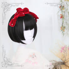 Peluca negra Harajuku Kawaii Lolita para mujeres y adultos, pelo corto recto, Cosplay, bonita, para uso diario 2024 - compra barato