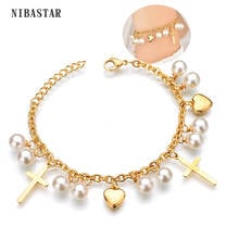 Fashion Retro Women's Stainless Steel Bohemian Bracelets Inlaid with Pearls Jewelry Manufacturers Low-Cost Wholesale 2024 - buy cheap