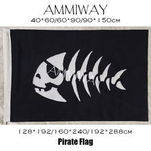 AMMIWAY-banderas de peces piratas de cualquier tamaño, banderines con esqueleto de hueso, sombrero de pirata, bandera impresa de poliéster personalizada 2024 - compra barato