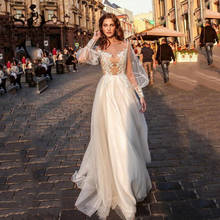 SoDigne Bohemian Wedding Dress Long Puff Sleeves Lace Appliques Princess Bridal Dress Boho Wedding Party Gown 2022 2024 - buy cheap