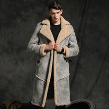 X Long Jungle Brown Shearling Fur Men 100% Natural Sheepskin Fur Suedue Thicken Warm Winter Real Fur Coats 2024 - buy cheap