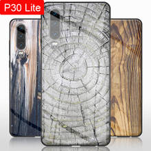 Funda para teléfono con diseño de piedra de madera de vidrio templado para Huawei P30 Lite P30Lite cubierta protectora a prueba de golpes 2024 - compra barato