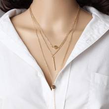 Тонкое металлическое ожерелье, классическое простое 3-слойное новое ожерелье, популярное маленькое круглое ожерелье для женщин, подвесные украшения, оптовая продажа 2024 - купить недорого