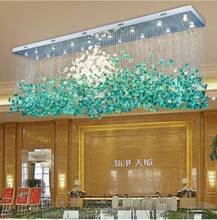 New hotel crystal chandelier bar living room large engineering light green transparent stone glass lamp custom lamp 2024 - buy cheap