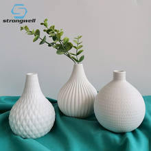 Strongwell Minimalist White Porcelain Flower Vase Home Decoration Art Vases Dry Flower Arrangement Miniature Model Desktop Decor 2024 - buy cheap