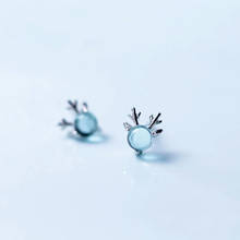 925 prata esterlina coreano moda minúscula bonito staghorn claro azul cristal brincos de parafuso prisioneiro para presente de jóias femininas 2024 - compre barato