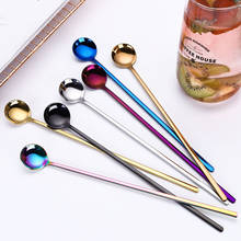 New Long Handle Round Spoon Milk Tea Coffee Stirring Scoop Stainless Steel Coffee Spoon Dessert Spoon Cafe Kitchen Tableware 2024 - buy cheap