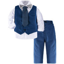 Boys Clothes for Wedding Suit England Style Formal Sets Children Performance Photography Shirt Tie Vest Gentleman Clothing 4PCS 2024 - buy cheap