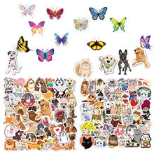 Adesivos de animê com gato, adesivos de animais borboletas, cães, unicórnio, para laptop, scrapbook, skateboard, garrafa de água, brinquedo para crianças 2024 - compre barato