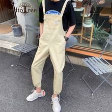 Solid Color Men's Overalls Loose Straight Leg Gusset Casual Pants Ankle Length Pants Cargo Pants 2024 - buy cheap