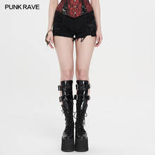 PUNK RAVE Women's Punk Heavy Metal Cone Nails Denim TwillShorts Eyelet Sexy Handsome Visual Kei Super Rivet Shorts 2024 - buy cheap