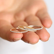 Роскошное модное золотое/розовое золото/серебряное обручальное кольцо для пары для женщин, однорядное обручальное кольцо из CZ камня, Подарок на годовщину 2024 - купить недорого