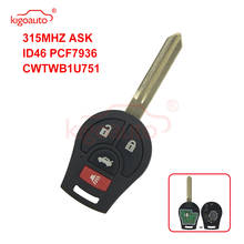 Kigoauto-llave remota de 3 botones con panic 315MHZ ASK ID46 PCF7936 CWTWB1U751 para Nissan VERSA CUBE JUKE ROGUE SENTRA 2024 - compra barato