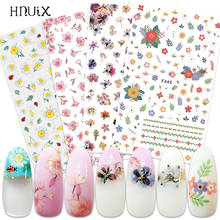 Hnuix 1-adesivo 3d para arte em unhas, flores, flores, com folhas em relevo, adesivos para manicure, arte de unhas 2024 - compre barato