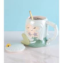 Lovely Cartoon Mug Creative Ceramic Water Milk Tea Coffee Mug Best Cup With Lid Spoon Couple Lover Gift For Children Girl 2024 - buy cheap