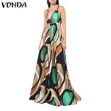 Women Dress VONDA Bohemian Sleeveless Floral Print Vestidos 2020 Summer Beach Floor-Length Dress Sundress Casual Robe Plus Size 2024 - buy cheap