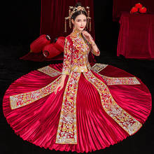 Alta qualidade bordado cheongsam qipao 2020 tradicional chinês vestido de casamento retro vestido de noiva 2024 - compre barato