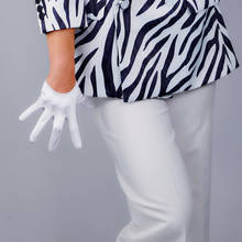 Luva feminina elegante elástica branca, luva de cetim com meia palma da mão, protetor solar, dança curta para dirigir 13cm r3299 2024 - compre barato