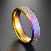 New Fashion Frosted Surface Colorful Rainbow Stainless Steel Ring for Women Men Classic Jewelry anillos mujer Wholesale 2024 - buy cheap