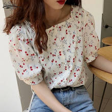 Korean Chic Square Collar Print Chiffon Shirt Woman Summer Puff Short Sleeve Women's Blouse Sweet Floral Female Top Blusas 14355 2024 - buy cheap