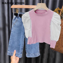 Baby girls outfit New Arrival Girls Fashion clothing set Children Baby Suit Puff sleeve top shirt +jeans Kids Clothes Girl Suit 2024 - buy cheap