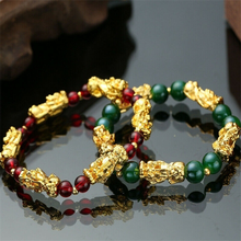 Creative Feng Shui Obsidian Stone Beads Bracelet Men Women Unisex Wristband Gold Black Pixiu Wealth and Good Luck Women Bracelet 2024 - buy cheap
