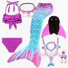 Disfraz de cola de sirena para niños y niñas, traje de baño de princesa, Bikini de playa de fantasía, aleta Monofin 2024 - compra barato