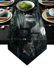 Halloween Gothic Architecture Horror Night Black Table Runner Table Flag Home Party Decorative Tablecloth Table Runners 2024 - buy cheap